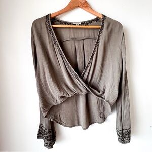 Ecoté Urban Outfitters Draped Embroidered Bell Sleeve Whimsigoth Boho Blouse XS